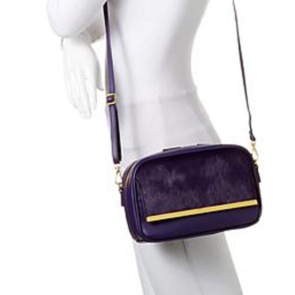 Joy & Iman Luxe Leather & Calf Hair Crossbody Bag BLACK with RFID - Picture 9 of 12